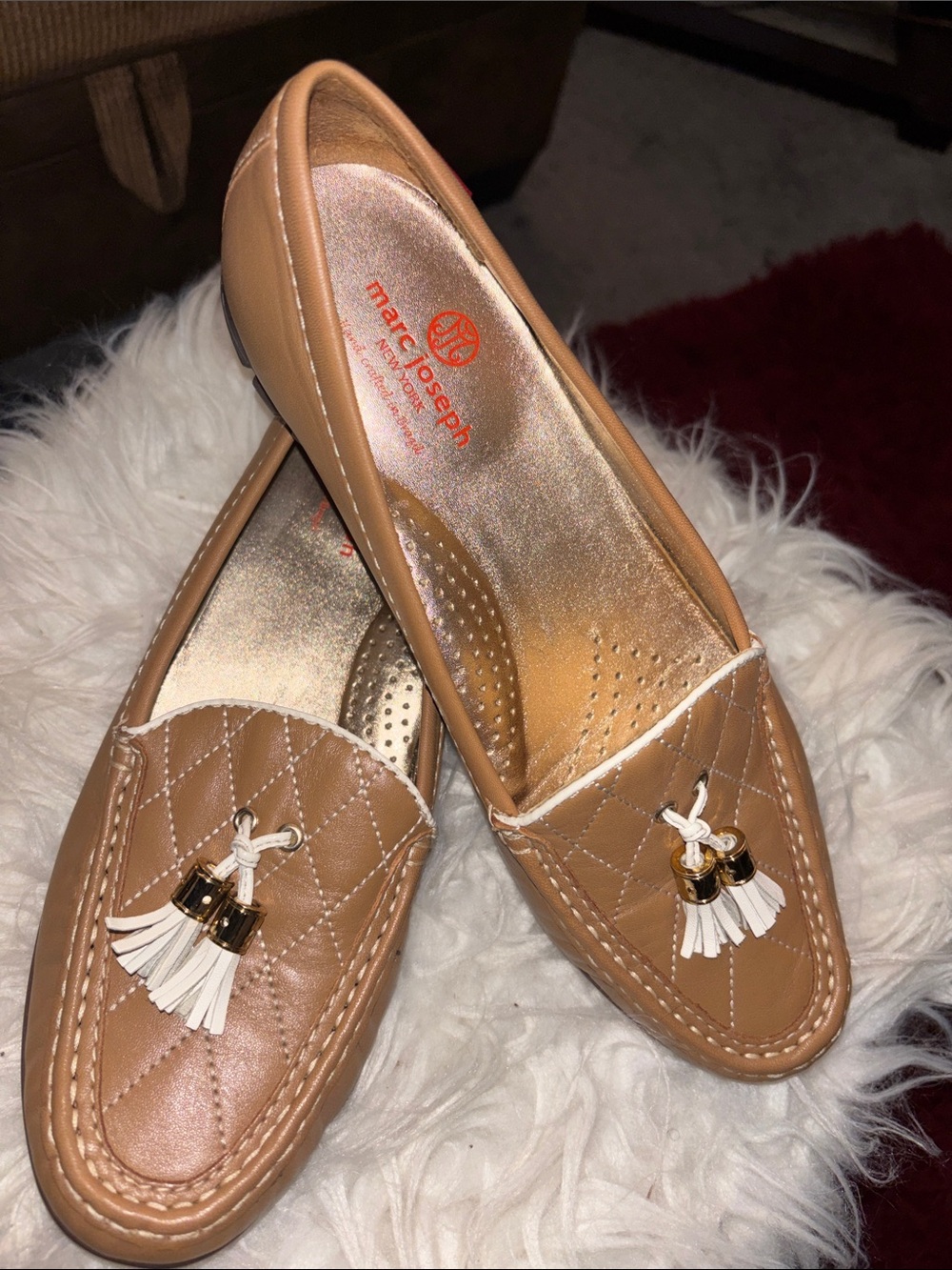 Marc Joseph Tan Quilted Tassel Loafers